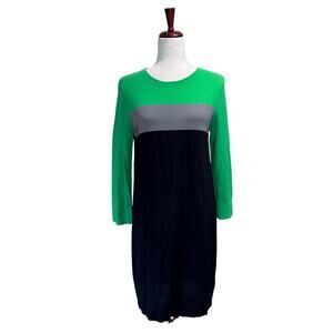 Diane von Furstenberg "Aina" Dress Medium Green Colorblock Knit Mini Dress
